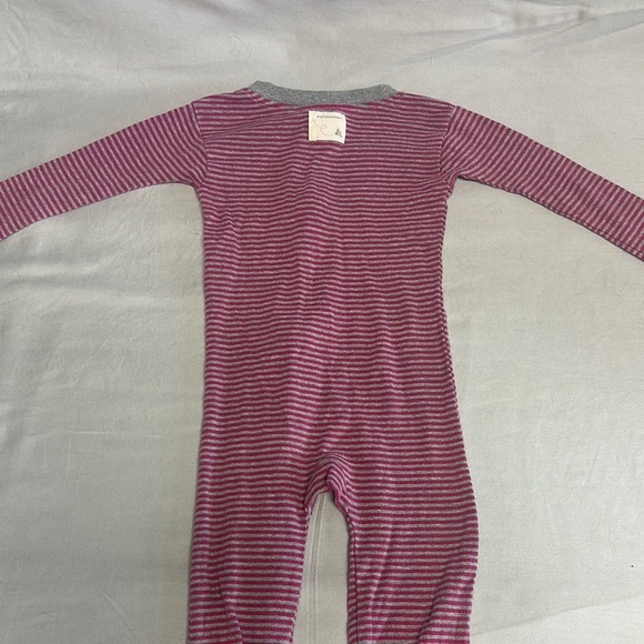 Burt's Bees Baby - Pink and Gray Footies Organic Cotton One Piece - Picture 3 of 5